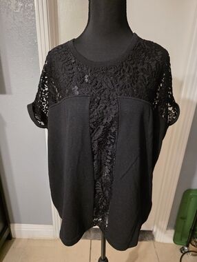 Black Crochet Panel Women’s Top Size S/M